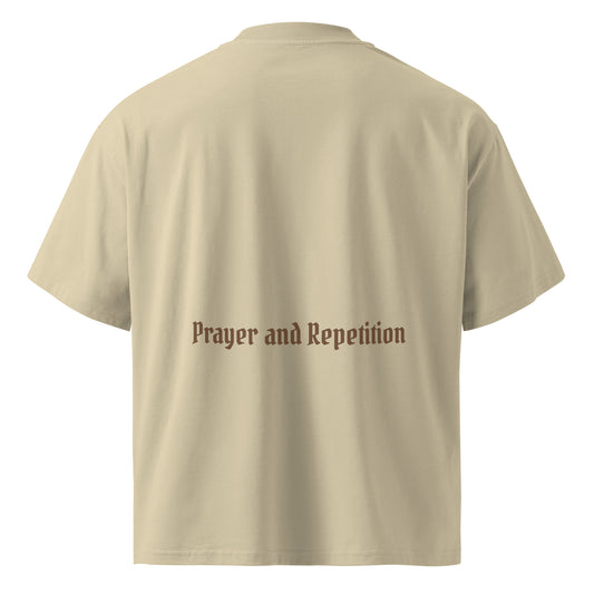 Prayer and Repetition Oversized Tee - Nude and Coffee