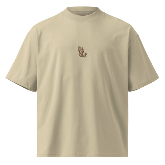 Prayer and Repetition Oversized Tee - Nude and Coffee